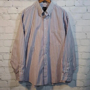 Jos A Bank Shirt Mens Large Red, White and Blue Colorful Striped Long-sleeved